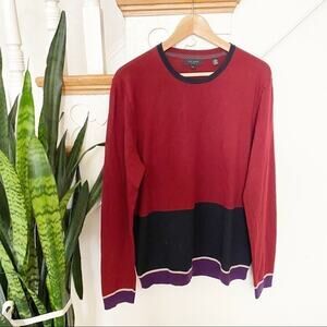 TED BAKER red black purple crew neck sweater sz 5